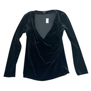 TALBOTS long sleeve v neck velour top Medium NWT
